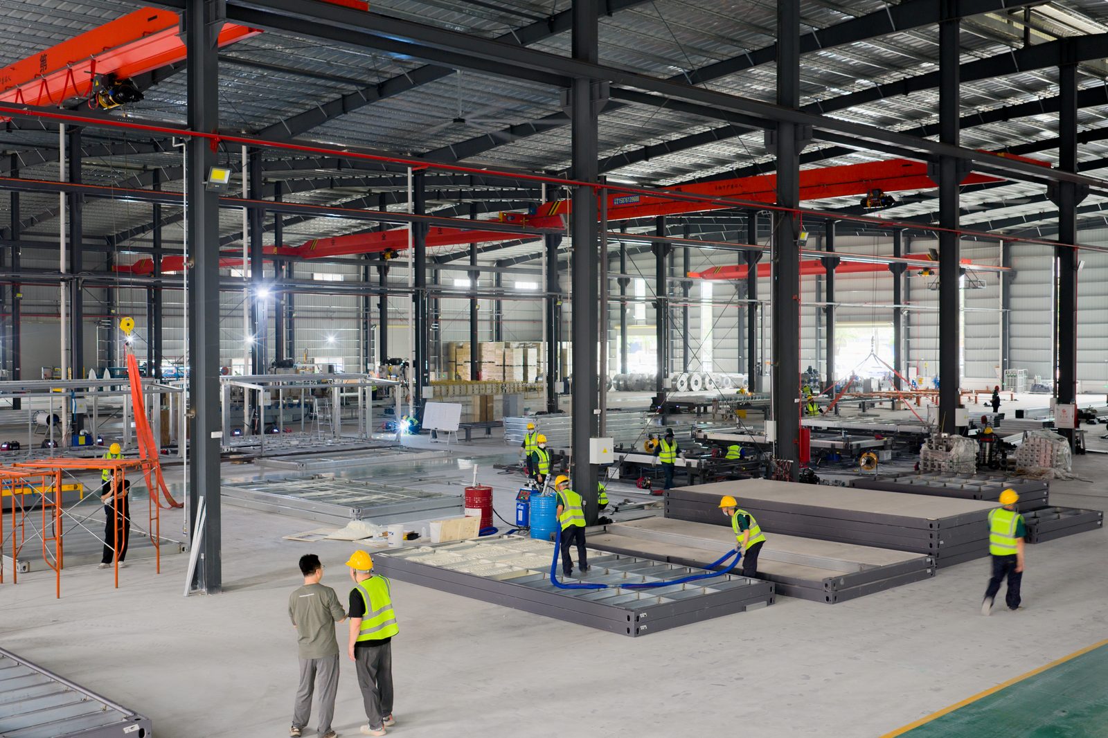 Steel frames in fabrication
