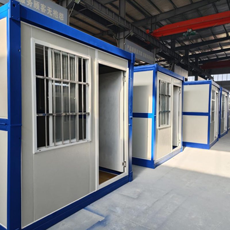 White body blue frame folding cabin