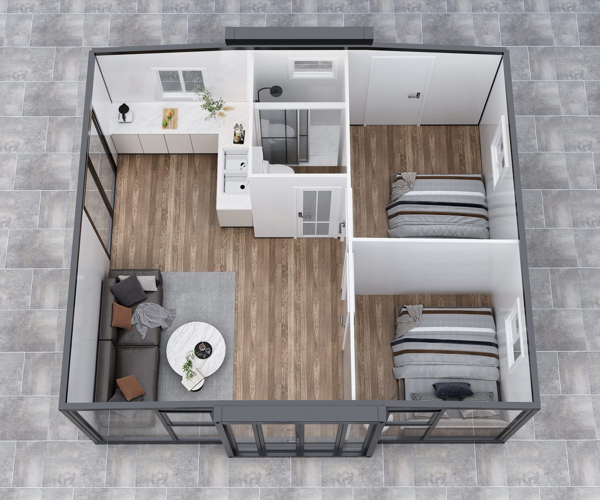 20ft open-plan studio layout
