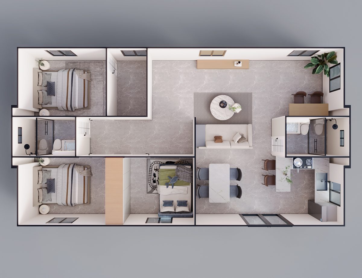 40ft family plan with dining area