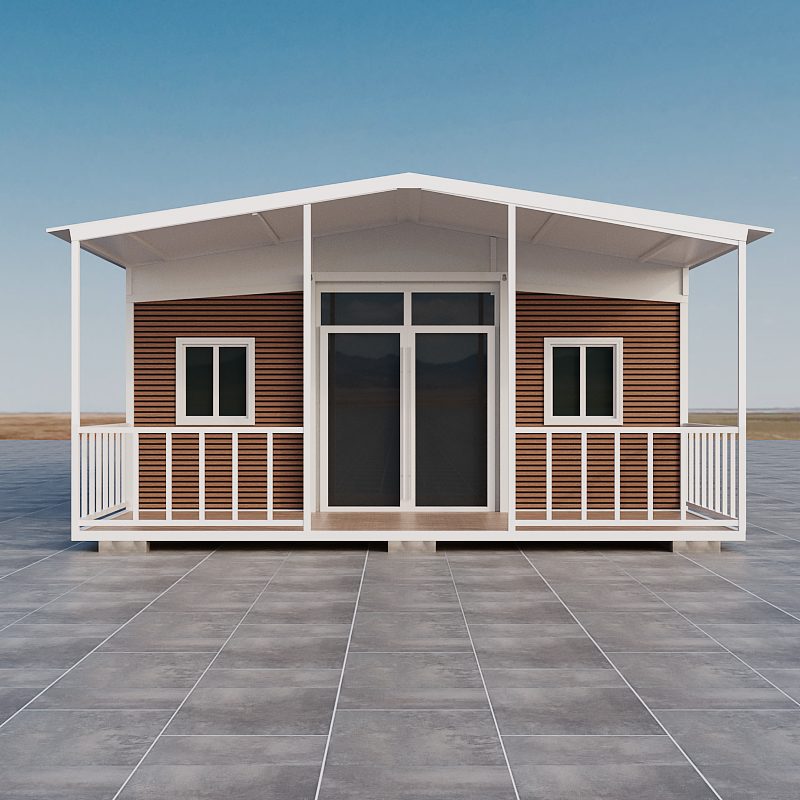 White and wood villa expandable, front view