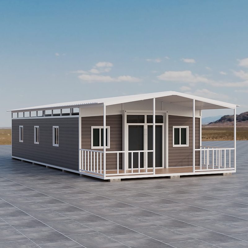 Grey villa expandable, porch angle
