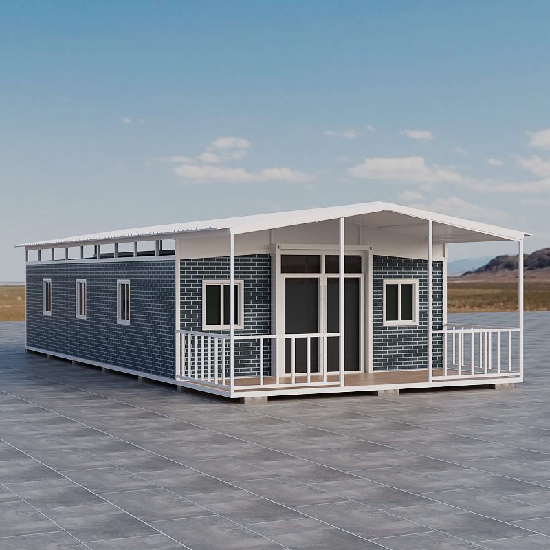 White porch villa expandable, garden angle