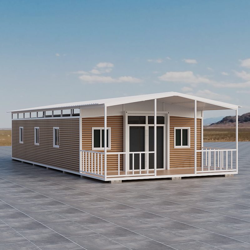 Warm brown villa expandable, front view